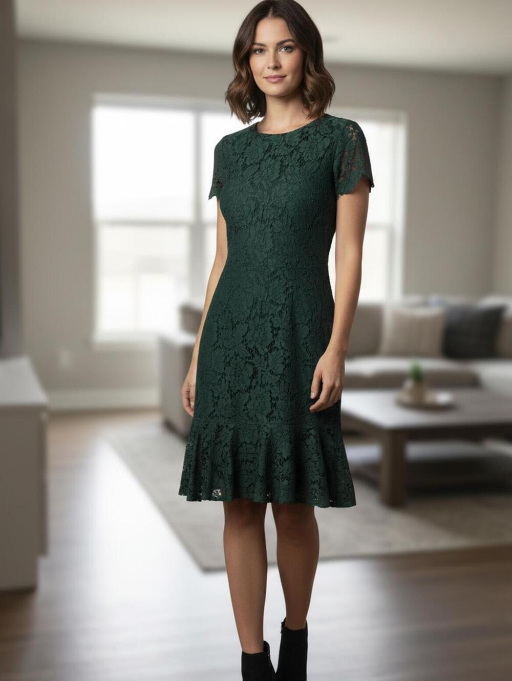 Antonio Melani Dark Green Lace Dress Size 6